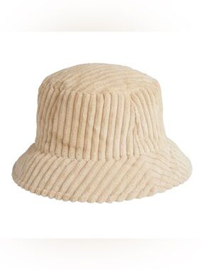 Rubi Bella Cord Ribbed Cream Bucket Hat OS